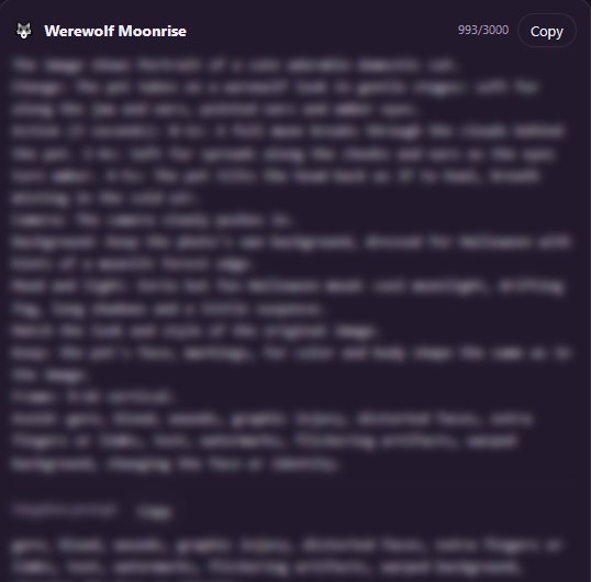 The Werewolf Moonrise prompt written by the Image to Halloween Video Prompt Studio