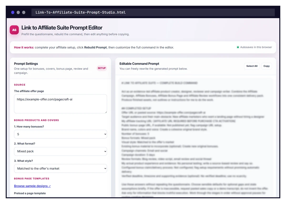 The Link to Affiliate Suite Prompt Studio