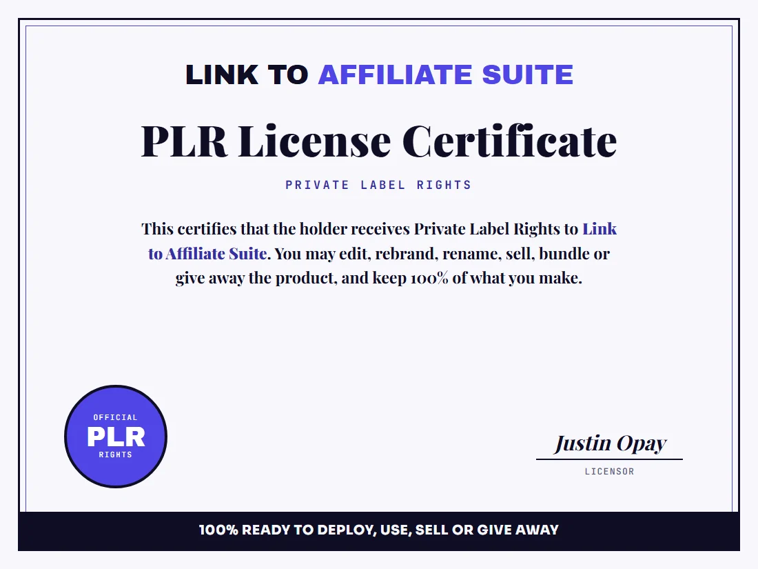 Link to Affiliate Suite PLR License Certificate