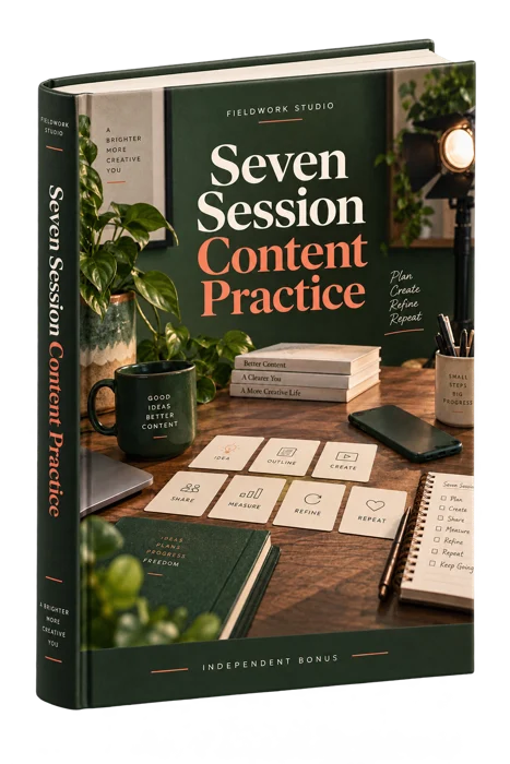 Seven Session Content Practice generated product mockup