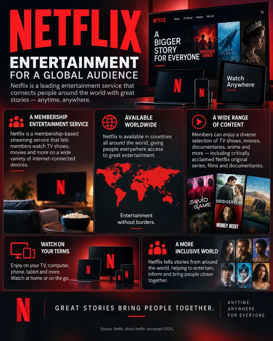 Netflix, a finished infographic produced by Link to Infographics