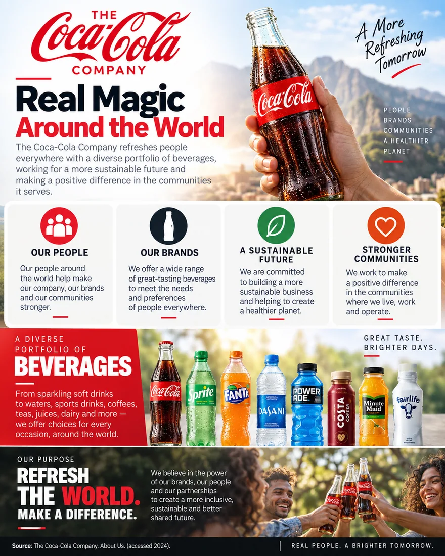 The Coca-Cola Company, a finished infographic produced by Link to Infographics