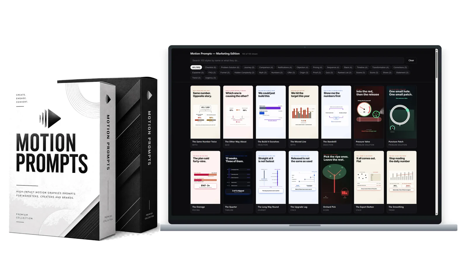 Motion Prompts, the box and the offline prompt browser, all 189 styles searchable on your own machine