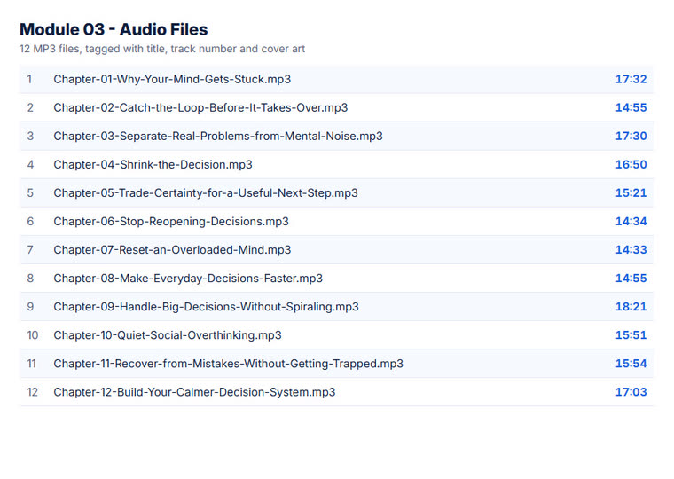 The 12 tracks and their lengths