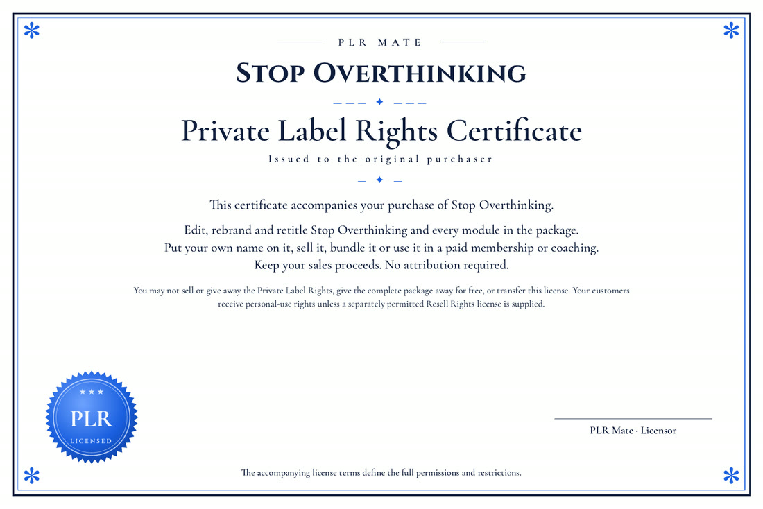 Private Label Rights license certificate
