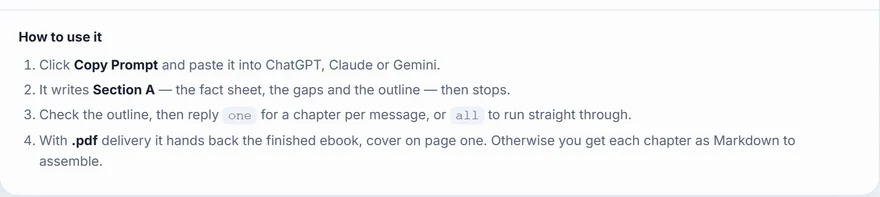 Run It In Your AI, a real screen from the Video to Ebook Prompt Studio